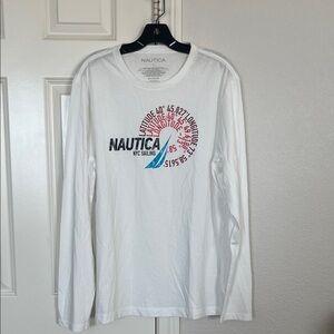 Nautica White Long Sleeve Tee with Graphic